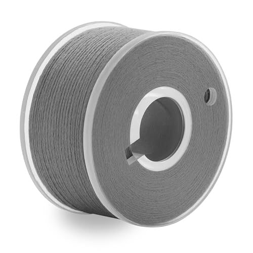 Mandala Crafts Medium Gray 15J SA156 Prefilled Bobbin Thread, 144 PCs - color: Medium Gray, size: Size A 144 X 142 Yards