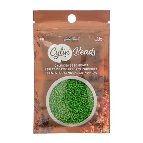 John Bead 25g Cylin Beads Opaque Grass Green 11/0 Glass Cylindrical Seed Beads for Jewelry Bracelets Necklaces Earrings Making Embroidery - color: Grass Green