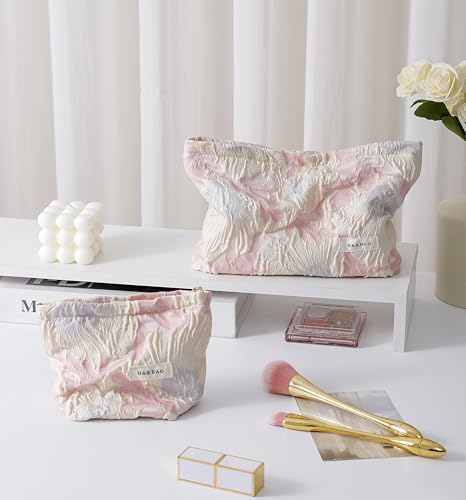 getgto 2 Pcs Makeup Bags, Large Cosmetic Bag Travel Toiletry Bag - color: B light pink
