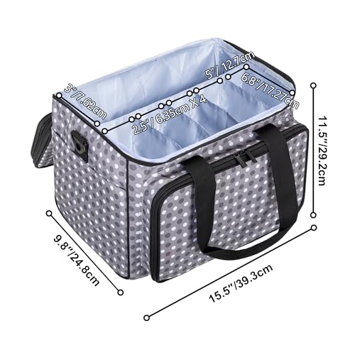 Teamoy Crochet Bag Knitting Bag Yarn Storage Tote, Yarn Organizer, Gray Dot - color: Gray Dots