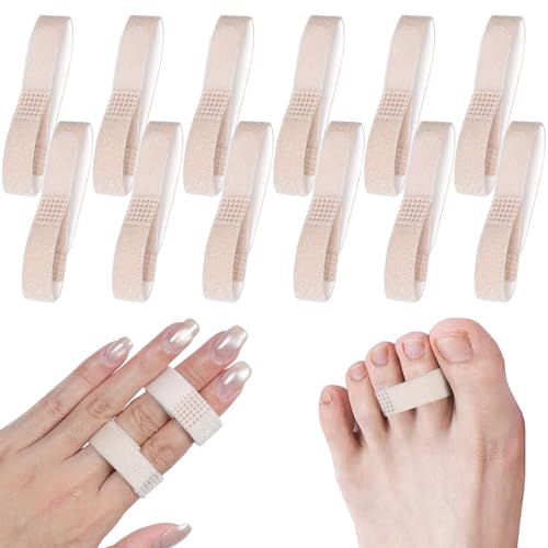 Finger Buddy Straps, 12PCS Finger Buddy Tape Straps Loops, Beige - color: Beige