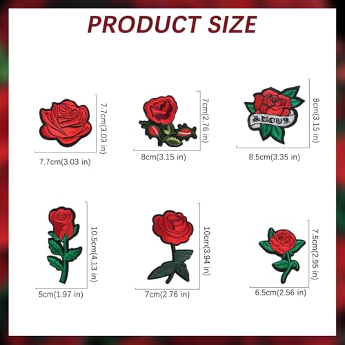 28 Pcs Rose Iron on Patches Flower Embroidery Applique Patches for Clothing - color: 28PCS Rose