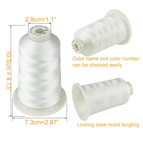 Simthread - 33 Selections - Various Assorted Color Packs of Polyester Embroidery Machine Thread Huge Spool 5500Y for All Purpose Sewing Embroidery Machines - 1White+1Black - color: 1 White + 1 Black
