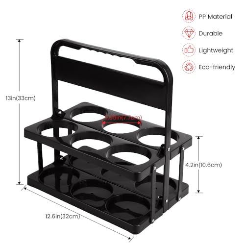 Bodaon 6 Cup Drink Carrier with Handle, Plastic Cup Carriers for Drinks - color: Black, size: 6-Cup