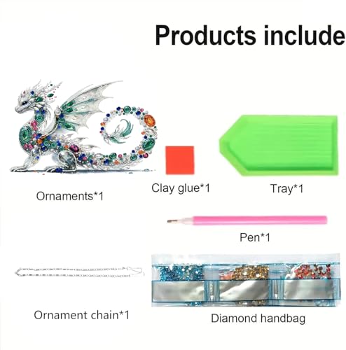 STGLCR Diamond Painting Kits Hanging Pendant, Dragon Special Shaped Crystal Diamond Art Double-Sided Printed Window Ornament, DIY Wall Art Hanging Sign for Crafts and Home Decor - color: 106-Dragon