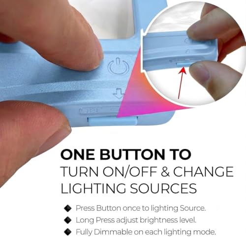MAGNIPROS 5X LED Page Magnifying Glass, Detachable Stand, 3 Color Modes - color: Blue