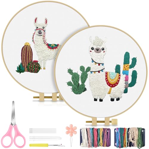 TINDTOP Embroidery Kit for Adult Beginners, Embroidery DIY Starter Kit - color: Alpaca