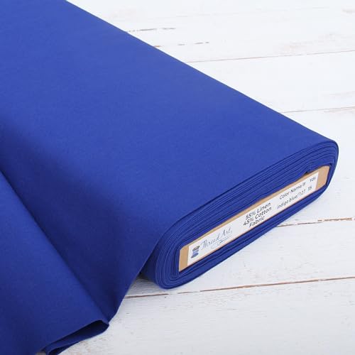 Threadart Indigo Blue Linen Fabric - 3 Yard Cut, 55" Wide - color: Indigo Blue, size: 3 YARDS