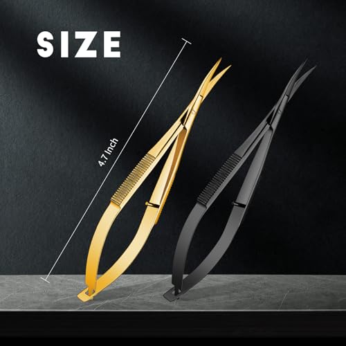 Shynai 2 Pieces 4.7 Inch Embroidery Scissors Curved, Black，gold - color: Black, Gold