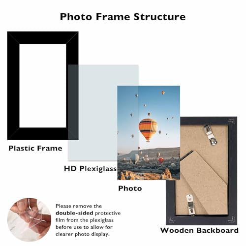 JCJMY 3x5 Picture Frame Black for Tabletop, 3 x 5 Photo Frame with Shatter Resistant Plexiglass, Sturdy 3 by 5 Poster Frame, Black - color: Black, size: 3x5 inch