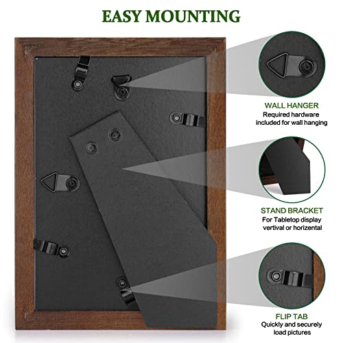 Emfogo 4x6 Picture Frame, Pack of 2 Photo Frame with Real Glass, Solid Wood Rustic Picture Frames 4x6 Display for Wall Decor (Vintage Walnut) - color: Vintage Walnut, size: 4x6 inch