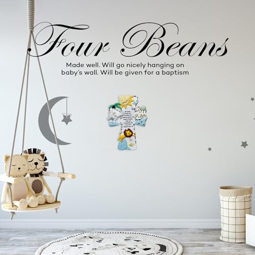 FOUR BEANS Noahs Ark Wall Cross, Perfect Baptism, Christening, Shower Gifts, 7 Inches