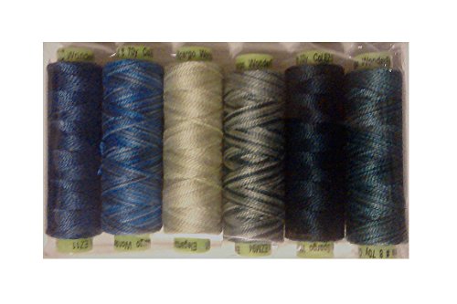 Sue Spargo Eleganza #8 Perle, Six 70yd Spools Polished Cotton for Embroidery (11- Rough Seas)