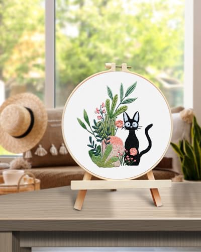 TINDTOP Embroidery Kit for Beginners Adult, Cat Embroidery Kit - color: Cat