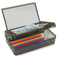 Double Layer Plastic Clear Hard Colored Pencil Box Case Pen Crayon Box - color: Dark Grey