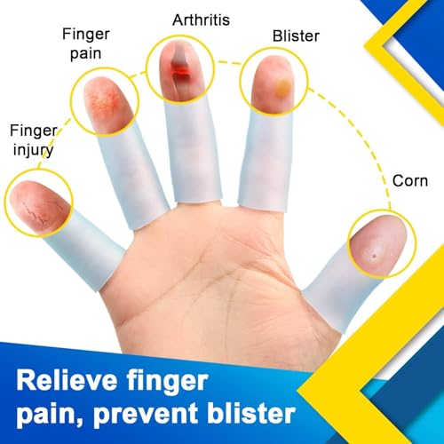 Sumifun Gel Finger Protector, 10 Pcs Silicone Finger Sleeves for Corns, Fingernails Loss, Friction Pain Relief, Blue - color: Blue(10pcs)