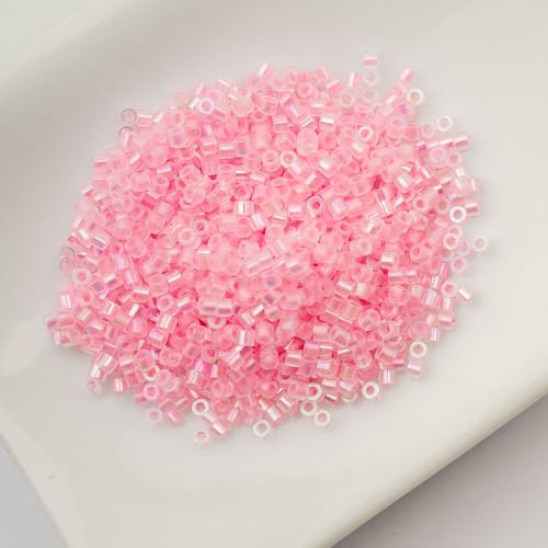 John Bead 25g Cylin Beads Pink Glow in Dark AB 11/0 Glass Cylindrical Seed Beads for Jewelry Bracelets Necklaces Earrings Making Embroidery - color: Pink Glow in Dark AB