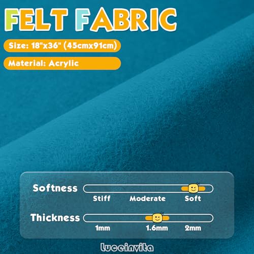 Turquoise 18" X 36" Felt Fabric Sheet - 1.6mm Thickness - color: Turquoise, size: 18" x 36"