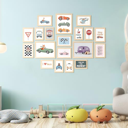 upsimples Picture Frames set of 19, Including 8x10, 5x7, 4x6 Natural Frame - color: Natural