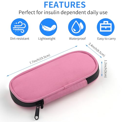 Insulin Pen Cooler Travel Case with 2 Reusable TSA Approved Ice Packs, Diabetic Medication Insulated Cooler Bag for Insulin Pens and Other Diabetic Supplies Storage Pink - color: Pink