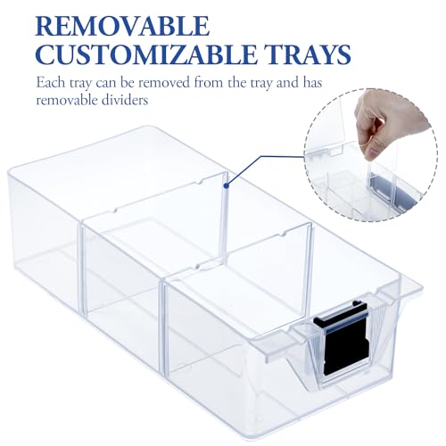 MyGift 11 Inch Clear Plastic Storage Box Container, Arts and Crafts Sewing Supplies Organizer Case with Black Accents, 24 Customizable Compartments, and 6 Drawers with Removable Dividers - color: Black