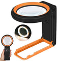 KIBTOY Magnifying Glass with Light and Stand, Foldable Handheld Magnifying Lenses 18 LED Illuminated Lighted Magnifier for Seniors Reading, Close Work, Coins, Jewelry Black - color: Black