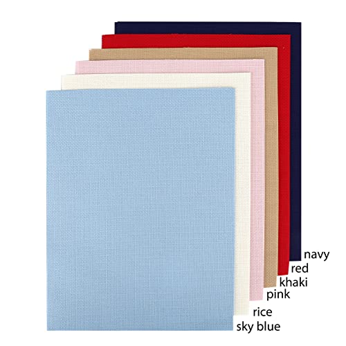 Aida Cloth 14 Count Multi Colored Cross Stitch Fabric 12×18inch (6color)