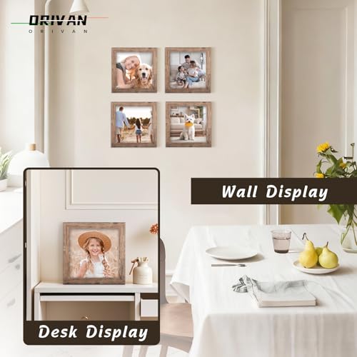 4x4 Picture Frame Wood Square Photo Frame Vintage Brown - color: Brown, size: 4x4