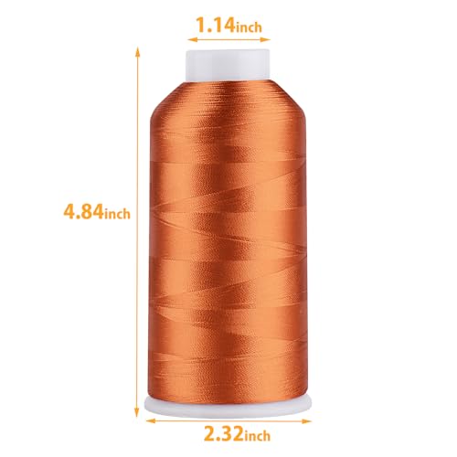 Simthread Rayon Embroidery Thread 5500 Yards, 40wt 100% Rayon Viscose for Commercial and Domestic Machines - Pumpkin 1078 - color: Pumpkin1078