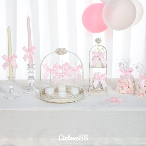 Self Adhesive Baby Pink Satin Ribbon Bows for Crafts 3", 50 Pack - color: Baby Pink