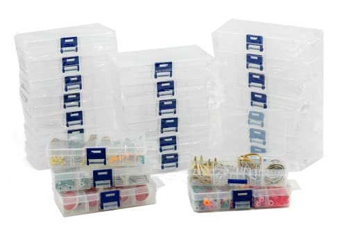 ELEMENT 115 25-Pack Small Plastic Storage Box Case Container with 8 Grid Dividers 2.45" x 5.2" x .97" for Beads, Tackle Box, Fishing Hooks, Bobs, Buttons, Jewelry Grid Size: 1.25" x 1.2" Party Favors
