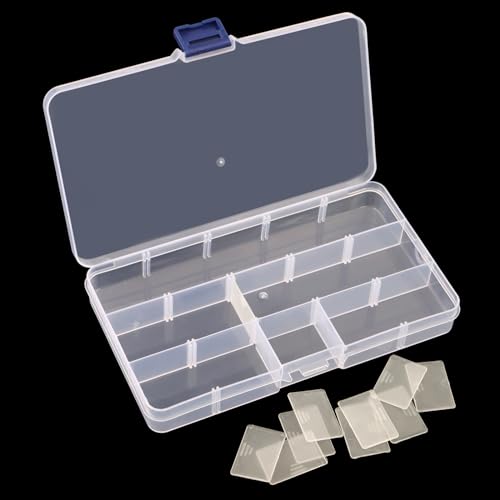 KINJOEK 32 Pack 15 Grids Plastic Bead Organizer Containers Storage, Adjustable Dividers Diamond Jewelry Craft Painting Storage Case, Clear Small Fishing Tackle Box for Sewing Cross Stitch Accessories - color: Clear, size: 15Grid 32PCS