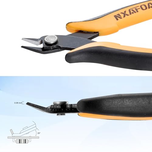 Micro Wire Cutters, 5.4 Inch Flush Cutters, 2 Pack Sharp Spring Loaded Micro Diagonal Cutters for Jewelry, Zip Ties, Electronics & DIY with Soft Grip Handles (Yellow & Black) - color: 2 Pack