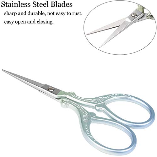 BIHRTC 3.6 Inch Small Embroidery Scissors Sharp Stainless Steel Needlepoint Scissors DIY Tool Dressmaker Shears for Sewing Crafting Needlework Houshold - color: Blue Green