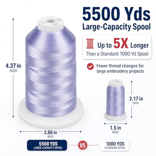 Simthread 5500Yds/5000M 40WT Polyester Embroidery Thread Lavender 804 - color: Lavender-804