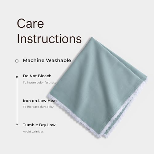 FINGERCRAFT Lace Cloth Napkins, Cotton Linen, 12 Pack, 20x20 Inch, Aqua - color: Aqua, size: 20" x 20" (Set of 12)