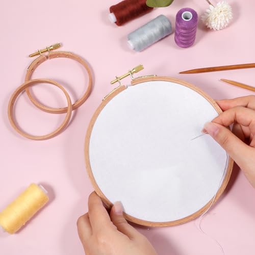2 Pieces Embroidery Hoops 3 Inch and 6 Inch Cross Stitch Hoop Beech Wood Circle Hoop Ring Round Small Embroidery Frame for DIY Embroidery, Craft Sewing and Ornaments - size: 3 inch, 6inch
