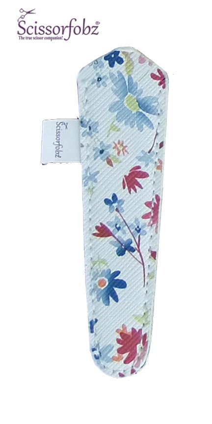 Designer Scissors Sheaths Shears Protective Covers-For Small Embroidery Scissors - White Multicolor Floral Garden Design-#SS-301 - color: White Multi Floral Garden, size: Single Small Size