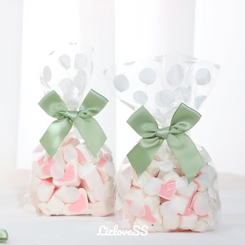 Self Adhesive Sage Green Satin Ribbon Bows for Crafts 3", 50 Pack - color: Sage Green