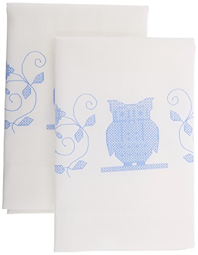 Janlynn 51303 Stamped Cross Stitch Pillowcase Pair 20"X30", Owl