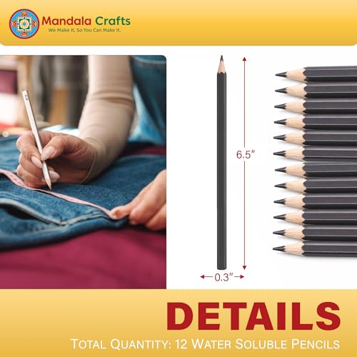 Mandala Crafts Gray Water Soluble Fabric Pencils for Sewing Quilting - color: Gray