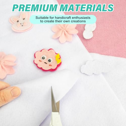 XSEINO 13 Rolls White Felt Fabric,8"x35"(20.5x90cm) 1.4mm Thick Soft Felt Fabric Sheet for Crafts,White Series Colors Soft Nonwoven Fabric,Fit for Decoration, Sewing, DIY Crafts - color: White