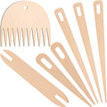 WILLBOND 7 Pcs Wood Weaving Tools Hand Loom Stick Shuttles Comb Needle