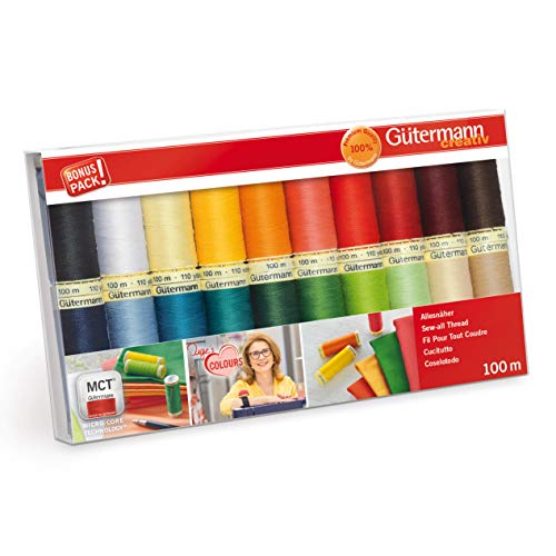 Gutermann 734610-1 Thread Set Sew-All 100 m x 20 reels, Multicoloured - color: Popular Brights, style: 20 x 100m