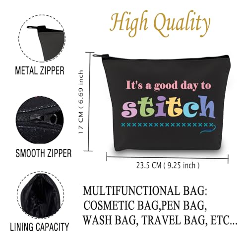 JXGZSO Cross Stitch Project Cosmetic Bag It's A Good Day To Stitch Makeup Bag Cross Stitch Lovers gift Needleworker Gift (Day To Stitch Bag)