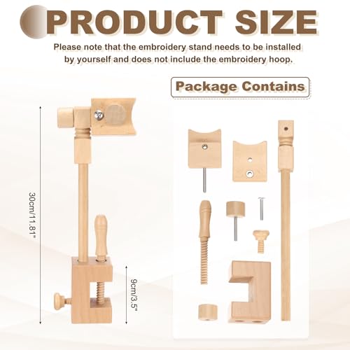 PATIKIL Embroidery Hoop Stand Adjustable Rotated Beech Wood Cross Stitch