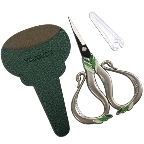 YOUGUOM Small Crafting Scissors with Cover, Little Sewing Shears - color: Silver