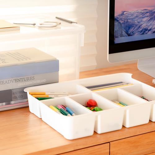 Citylife 32QT 2Packs Clear Craft Organizers and Storage Box with Tray - size: 32 Qt- 2 Pack
