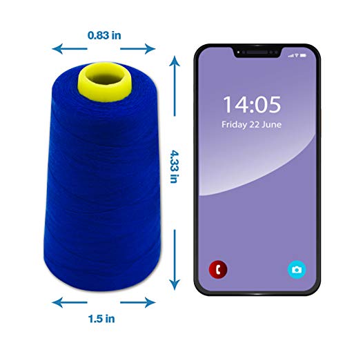 Blue Serger Thread, All-Purpose Thread for Sewing, Polyester, 4 Cones of 3000 Yards Each Spool for Sewing Machine - color: 4 blue
