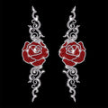 2 Pcs Curl Rose Pattern Iron on Rhinestones Transfer, Bling Crystal Clothing Repair Applique Heat Transfer Decal Heat Transfer Patch for T-Shirt Clothing Pants Bags - style: Curl Rose